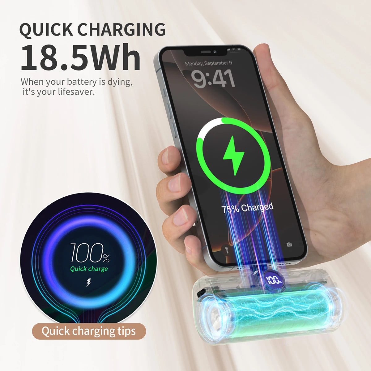 Batería externa portátil de carga rápida para iPhone, Samsung, Huawei, Xiaomi y HONOR, 5000 mAh
