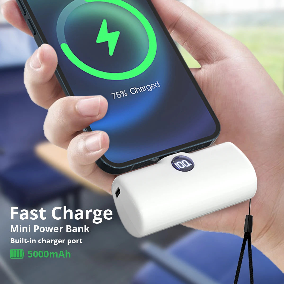 Batería externa portátil de carga rápida para iPhone, Samsung, Huawei, Xiaomi y HONOR, 5000 mAh