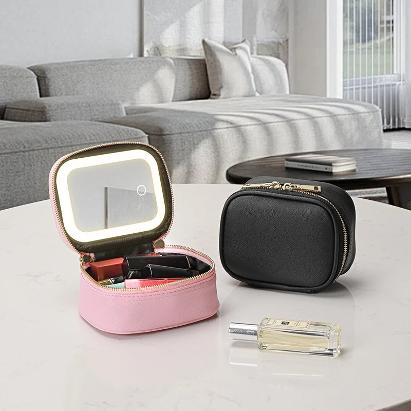 neceser de maquillaje LED con luces y espejo