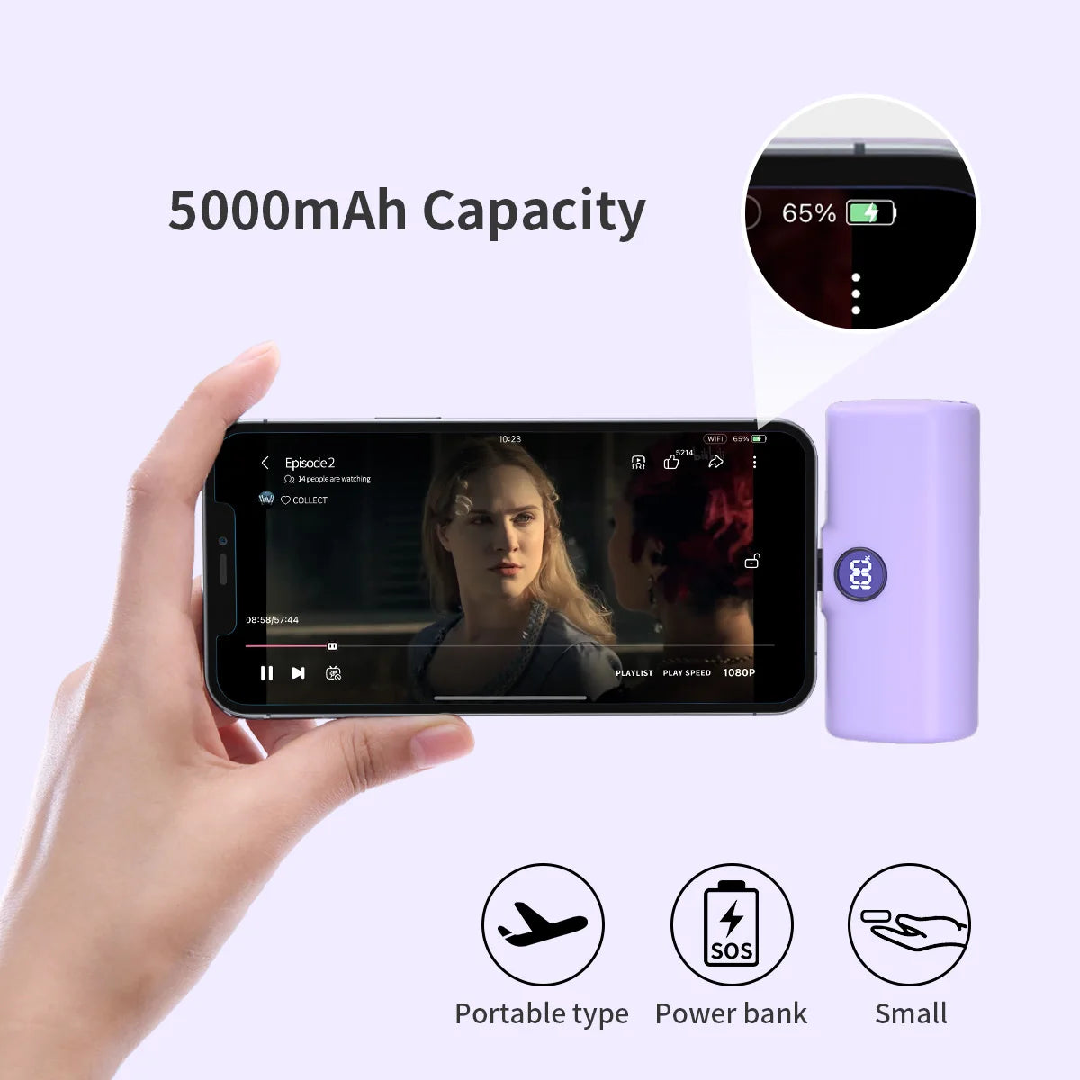 Batería externa portátil de carga rápida para iPhone, Samsung, Huawei, Xiaomi y HONOR, 5000 mAh