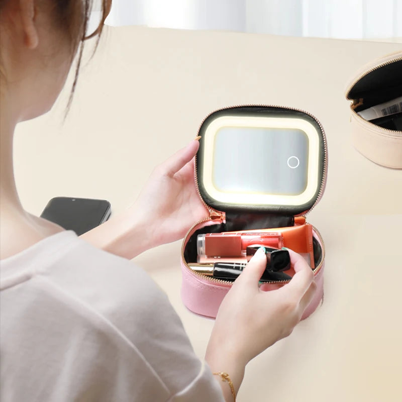 neceser de maquillaje LED con luces y espejo